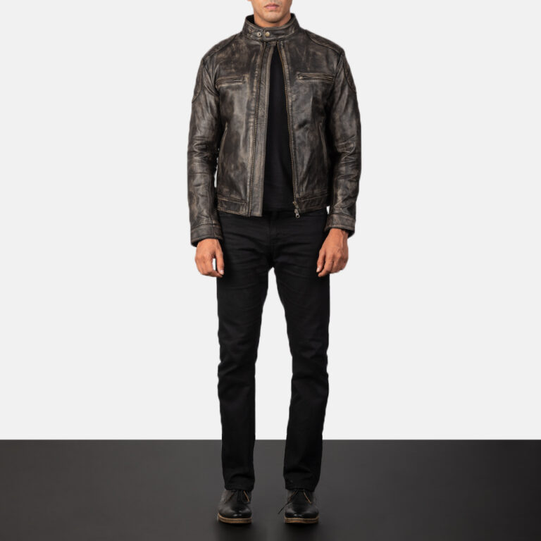 Mens Gatsby Distressed Brown Leather Biker Jacket6083-2-1568987267685